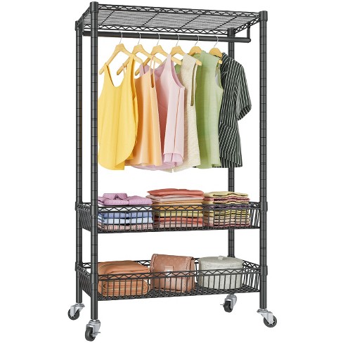 VIPEK V2E Wire Garment Rack Heavy Duty Clothes Rack with 6-Shelf Hanging  Closet Organizer & 2 Drawers, Max Load 550LBS - Black