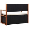 vidaXL Storage Bench 45.3 in. Poly Rattan and Solid Acacia Wood Black - 4 of 4