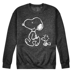 Men's - Peanuts - I'll Follow You Snoopy & Woodstock Graphic Fleece Sweatshirt - 1 of 4