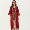 Anna-Kaci Lounge Women's Satin Long Robe with Embroidered Trim and Wide Sleeves - 2 of 4
