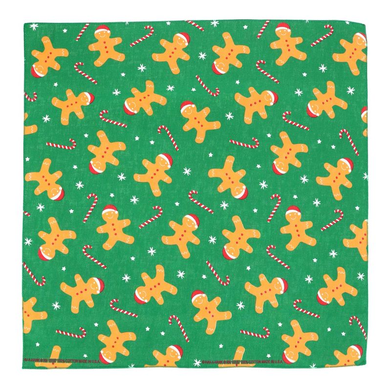CTM Gingerbread Man and Candy Cane Christmas Holiday Print Bandana, 1 of 2