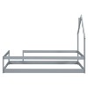 YOOCOZZ Twin Size Wood Bed with House-shaped Headboard Floor and Fences-Grey - 4 of 4