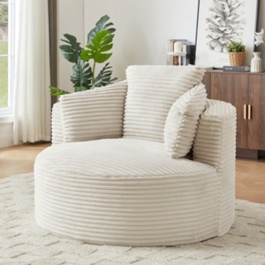 Oversized Corduroy Chair and a Half with Cushioned Backrest, Modern Upholstered Lounge Chair for Living Room or Apartment–The Pop Home - 1 of 4