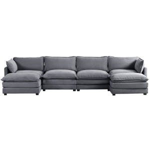 Hyleory Corduroy U-Shaped Sectional Sofa, 4-Seater Couch with 2 Movable Ottomans, Modular Living Room Furniture - 1 of 4