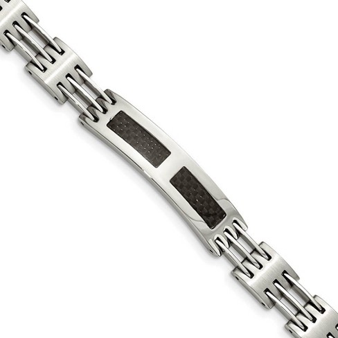 Black Bow Jewelry Men's 10mm Stainless Steel & Carbon Fiber I.D. Bracelet, 8.5 Inch - image 1 of 4