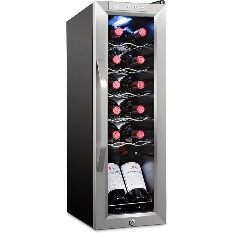 Ivation 12 Bottle Wine Cooler Fridge, Compressor Refrigerator W/Lock, 1 of 8