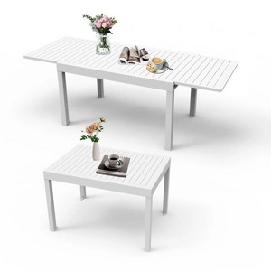 35.4'' Patio Extendable Dining Table Adjustable for 4-6 Person Elegant Ivory White - 1 of 4