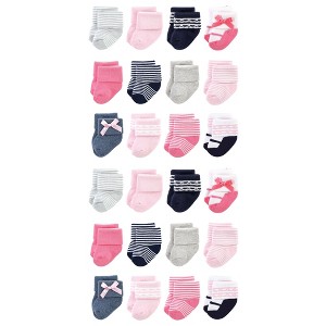 Luvable Friends Cotton Rich Baby Terry Socks 24-Pack, Pink Scroll - 1 of 3