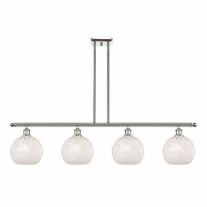 White Mouchette - 4 Light Stem Hung Island In Modern Style-10.5 Inches Tall and 48 Inches Wide - 1 of 1