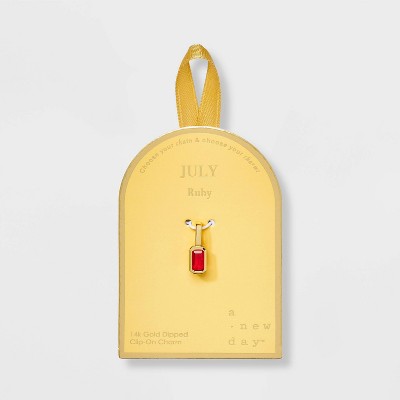14K Gold Dipped Rectangle Birthstone Charm - A New Day™
