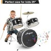 3-Piece Drum Set, 14 Inch Beginners Drums Kit with with Adjustable Throne Stool, Pedal & 2 Pairs of Drumsticks, Junior Drums Set Musical Instruments - 2 of 4