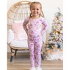 Lev Baby Girls' Bamboo 2-Piece Pajama Set – Pink Christmas Trees & Ornaments Holiday Print (2T–12/14Y) - 2 of 4