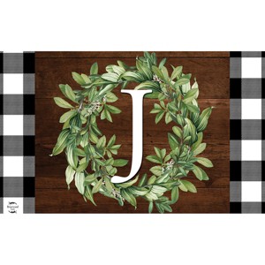 Briarwood Lane Everyday Doormat 30x18 Indoor Outdoor Wreath Monogram Letter J Doormat - 1 of 4