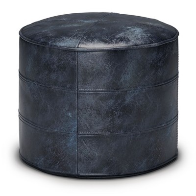 NicBex 18" Round Pouf Ottoman Soft Footstool for Lounge Area, Bedroom, Distressed Navy Blue