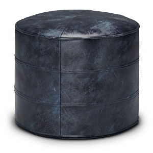 NicBex 18" Round Pouf Ottoman Soft Footstool for Lounge Area, Bedroom, Distressed Navy Blue - 1 of 4