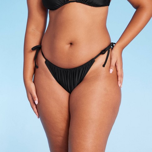 Women's Side-tie Scoop Front High Leg Adjustable Bikini Bottom - Wild  Fable™ Black Xl : Target