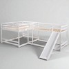 L-Shaped Full and Twin Size Bunk Bed with Slide and Short Ladder, Solid Wood Frame, White Finish - 3 of 4