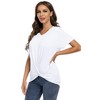 Women's Knot Tunics Tops V Neck Short Sleeve Casual Blouse T-Shirt - 4 of 4