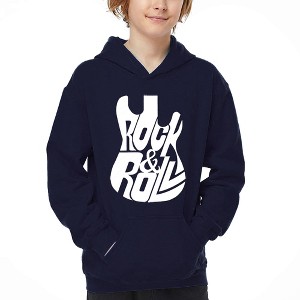 LA Pop Art Rock And Roll Guitar - Boy's Word Art Hooded Sweatshirt - 1 of 4