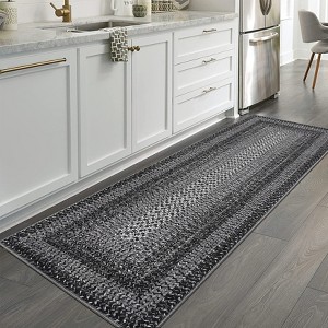 Washable Living Room Rugs Modern Braided Print Area Rug Border Design Accent Rugs for Bedroom Non-Slip Low Pile Area Rug - 1 of 4