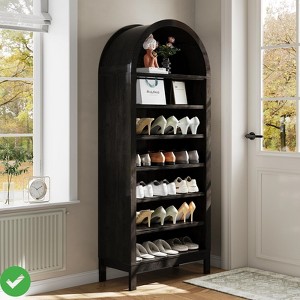 7-Tier 71" Tall Arched Shoe Cabinet Wooden Shoe Rack w/Adjustable Shelves Freestanding Modern Organizer Storage Shelf - 1 of 4