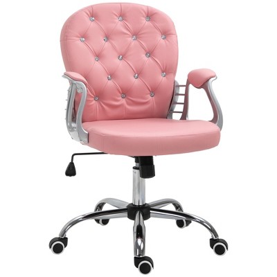 NicBex Adjustable Height PU Leather Swivel Home Office Chair with Padded Armrests for Work Study Vanity