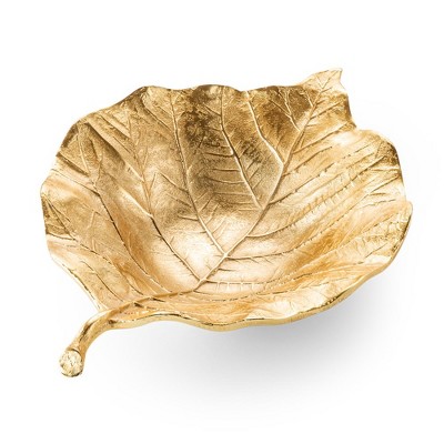 Gold on sale Leaf Oval Shaped Bowl with Glass Insert