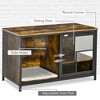 Gulches Cat Kennel, Furniture Style Dog Cage, Wood & Steel End Table Pet House with Cushion and Sliding Doors, Rustic Brown - 3 of 4
