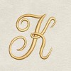 Avanti  Ivory with Gold Script Monogram Fingertip Towel Letter   K - 2 of 3