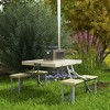 Outsunny Folding Camping Table and Chairs Set, Portable Picnic Table with Umbrella Hole and Aluminum Frame - 2 of 4