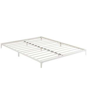 6" Low Profile Full/Twin/Queen Metal Platform Bed Frame, Heavy Duty Steel Slat Support, No Box Spring Needed, Black/White - 1 of 4
