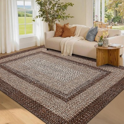 Modern Washable Area Rug - Soft Non-Slip Stain Resistant Carpet for Living Room, Bedroom, Nursery
