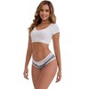 INSPIRE CHIC Women's Mid-Rise Cotton Lace Trim Elastic Comfortable Striped Briefs 5 Packs - 4 of 4