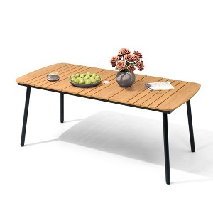 Crestlive Products Outdoor Dining Table for 4-6 People Patio Rectangle Table, Aluminum Frame with Durable Wood-Like Tabletop and Umbrella Hole - 1 of 4