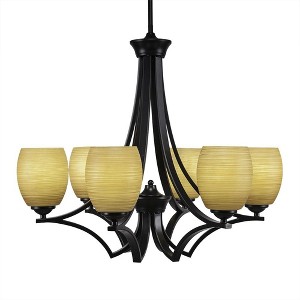 Toltec Lighting Zilo 6 - Light Chandelier in  Matte Black with 5" Cayenne Linen Shade - 1 of 1