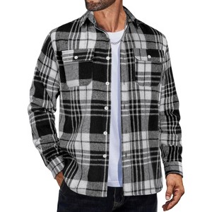 COOFANDY Mens Flannel Shirts Long Sleeve Plaid Shirt Jacket Button