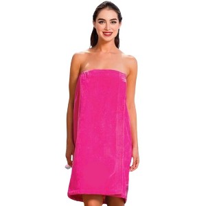 TowelSoft Women's Premium Terry Cotton Spa Wrap-Hot Pink, One Size - 1 of 4