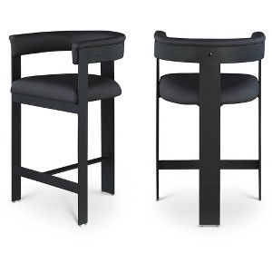 Meridian Furniture,Romeo Black Vegan Leather Counter Stool, Set of 2 - 1 of 4