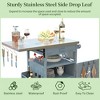 BAOURE 40.5" Outdoor Grill Cart with Stainless Steel Top, Solid Wood Storage Cabinet with Drop Leaf, Lockable Wheels - Blue Grey - 3 of 4
