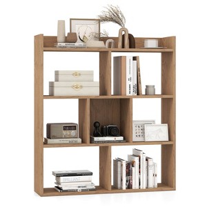 Costway 1/2 PCS 7-cube Bookcase Open Storage Shelf with Anti-tipping Kits for Living Room White/Black/Natural - 1 of 4