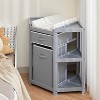 Baby Corner Changing Table with Storage Drawer, Diaper Changing Station with Baby Changing Pad, Wood Diaper Changing Table for Infants and Toddlers - 2 of 4