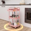 YIGII 3 Tier Rolling Utility Cart with Drawer,Storage Cart,Rolling Cart for Kitchen,Bathroom,Living Room,Storage Organizer with Iron Wheels(¨Pink) - 3 of 4