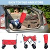 YONWAY Collapsible Utility Wagon Cart, Beach Wagon,Utility Cart Adjustable Handle 29-39 inch, Heavy-Duty Steel Frame, with Cup Holders,Red - 4 of 4