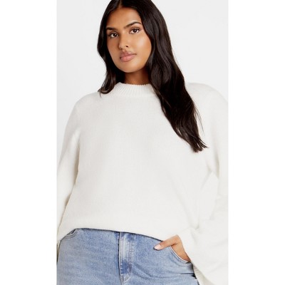 Women's Plus Size Bow Back Sweater - ivory | CITY CHIC