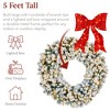 Best Choice Products Artificial Pre-Lit Flocked Fir Christmas Wreath Décor w/ Red Bow, LED Lights, Tips, Plug-In - image 3 of 4