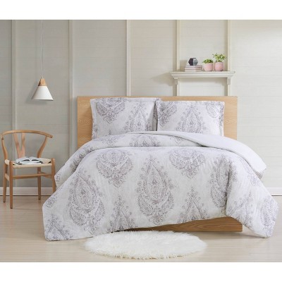 Twin XL 2pc Paisley Blossom Comforter Set Purple - Cottage Classics