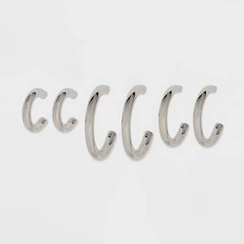 Tubular Hoop Earring Set 3pc - Wild Fable™ Silver