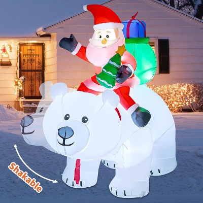 Paaaawaters 6 FT Christmas Inflatables Santa Clause Riding Bear with Shaking Head Outdoor Decorations Blow Up