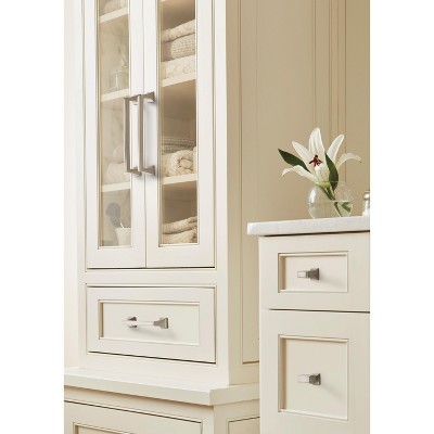 Satin Nickel Rectangular Cabinet Knob with Mounting Hardware