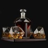 The Wine Savant Clear Diamond Decanter for Wine & Whiskey Set, Includes 4 Clear Whiskey Diamond Glasses laid on a Mahogany Wooden Holder - 750 ml - 3 of 4